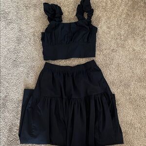Abercrombie Black Two-Piece Crop Top & Tiered Skirt Set